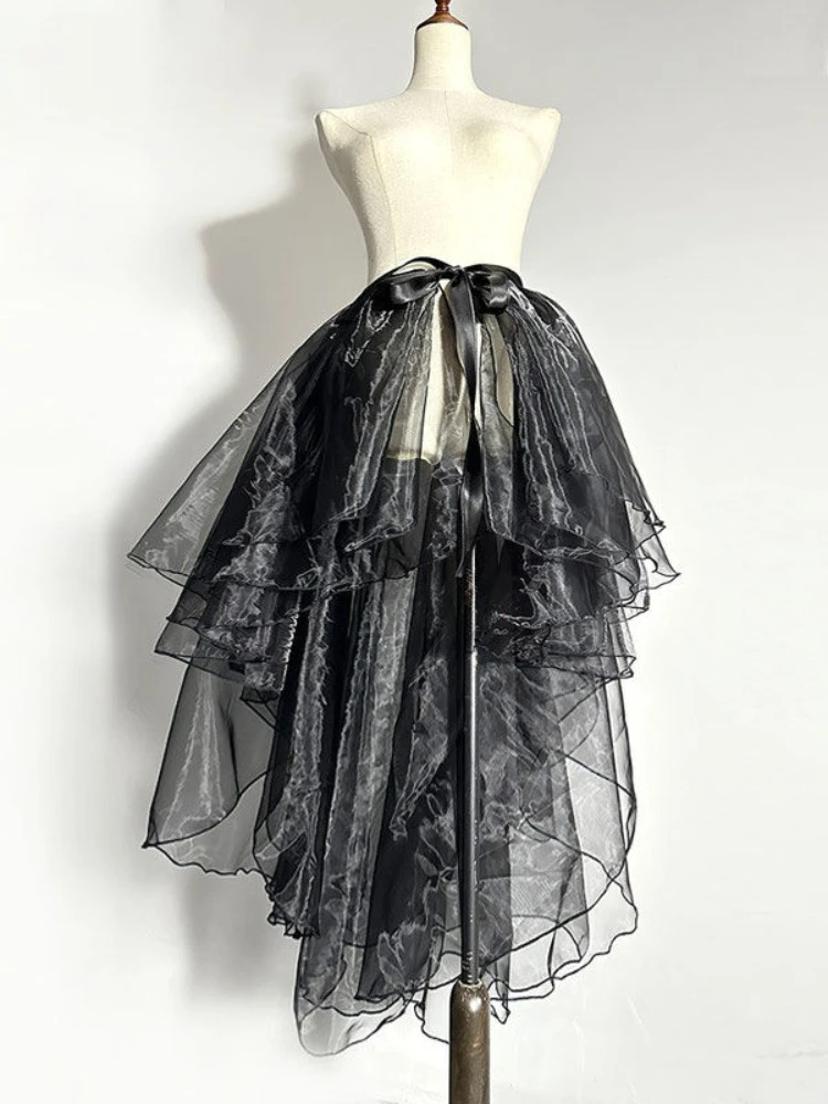 

Танцевальные юбки женские прозрачные нерегулярные галстуки-бабочки длиной до колена юбки миди балетные марлевые качели цельный маленький фартук