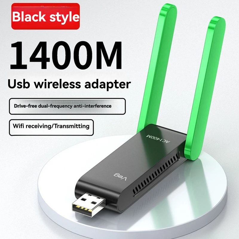 Dual Band Wifi Wireless Network Card 5.0 Adapter  USB 3.0 1400M Adapter Bluetooth 5.0 With Antenna  For PC/Laptop Win10