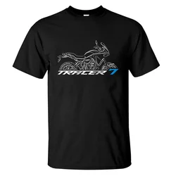 T-shirt gráfica casual masculina, manga curta, T 100% algodão, Yamaha Tracer 7, 2020 to 2024, S-3XL, Verão, 2024