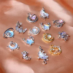 10pcs star moon gemstone pendant alloy set with rhinestone diy accessories bracelet earrings necklace accessories wholesale