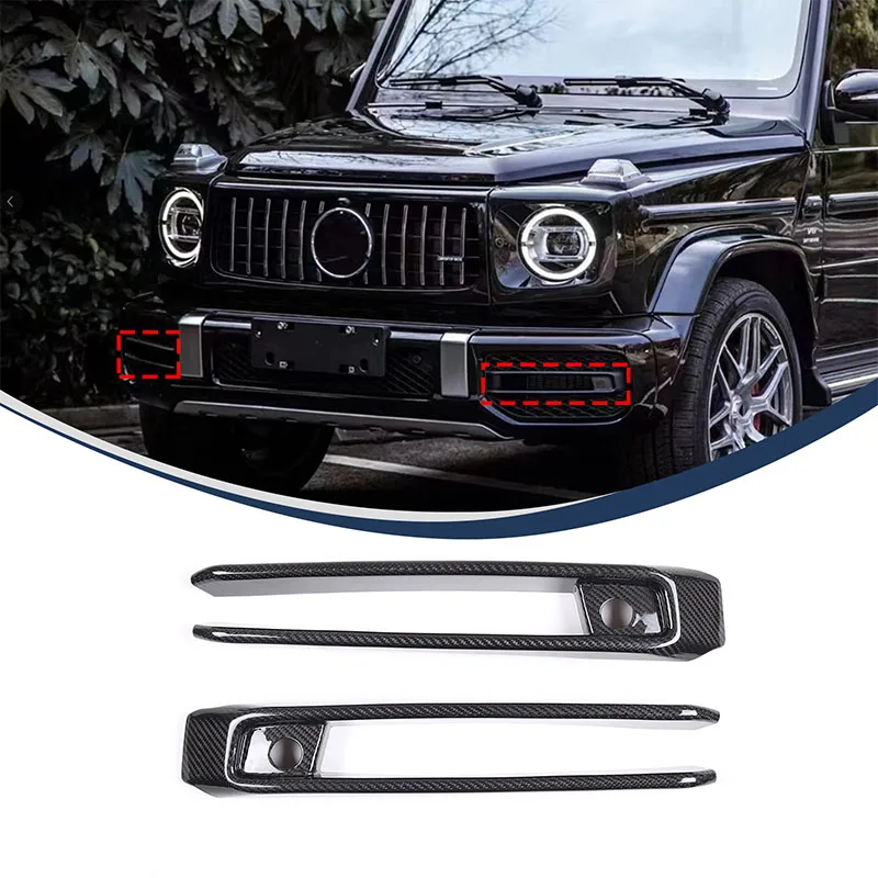 

cheya Real Carbon Fiber Car Front Fog Light Decorative Frame Cover for Mercedes Benz G-Class G63 2019-2023 Exterior Accessories