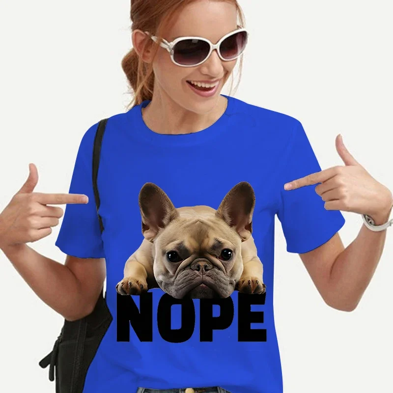 2023 New Women T-shirt Harajuku Shirt French Bulldog Nope Tops Tee Summer Female T Shirt Short Sleeve T Shirt for Women Clothing