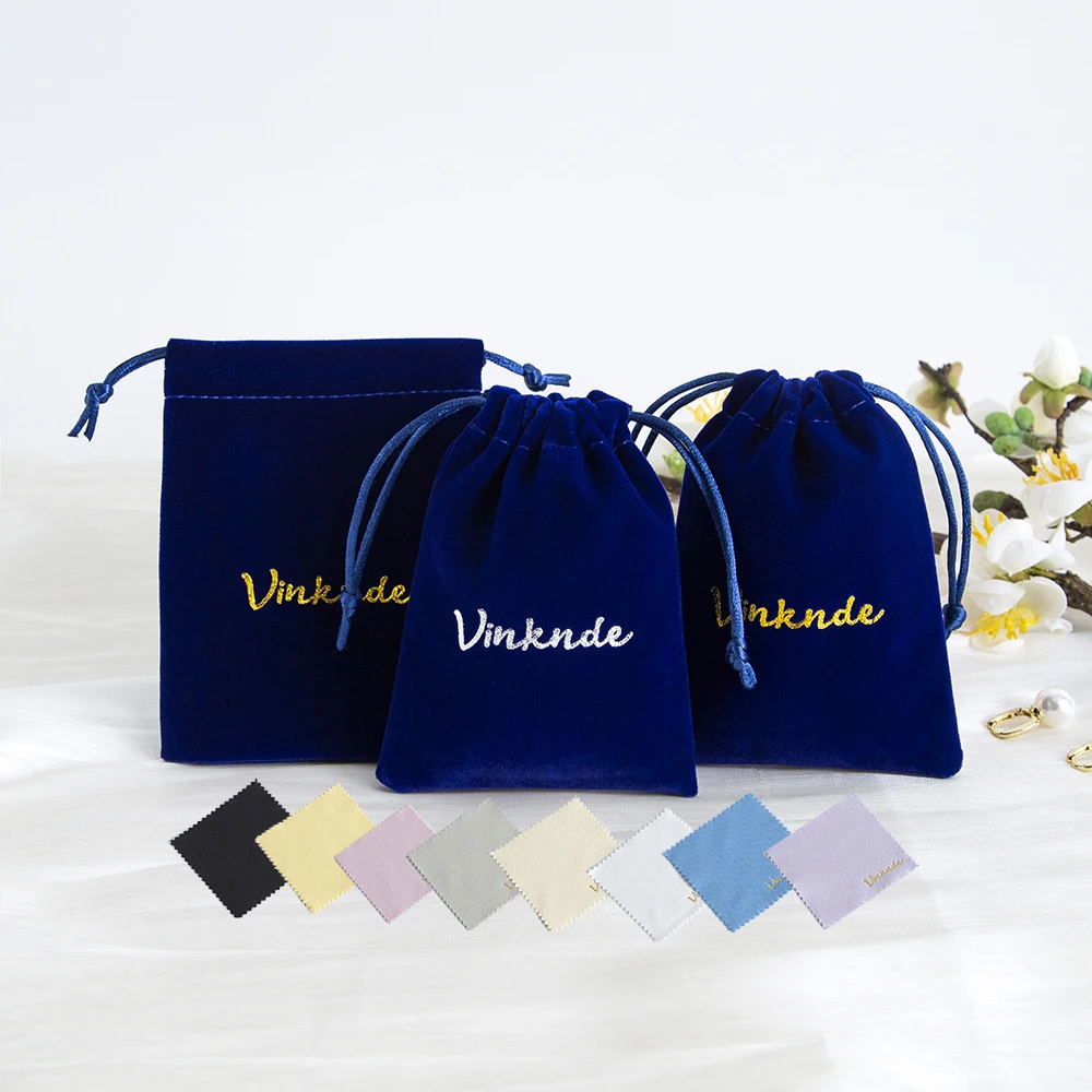 Custom Logo Velvet Bags with 8*8 Polishing Cloth Charging Head Cable Storage Organiser Cleaning Jewellery Packaging Glasses Wipe