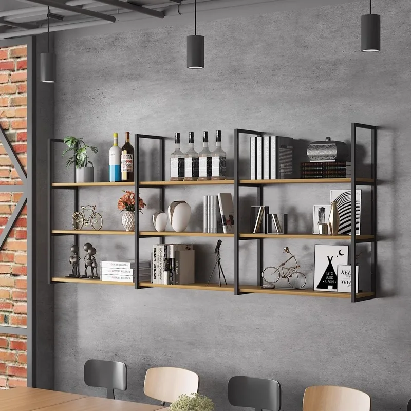 Wall mounted shelves, bookshelves, iron wall hanging display racks, multi-layer shelves, minimalist industrial style bar counter