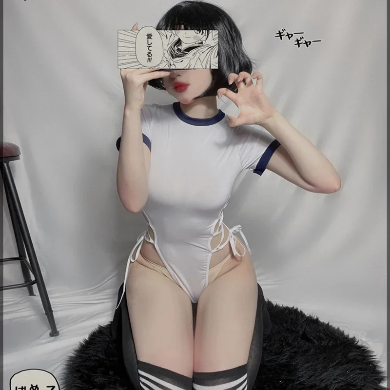 Body de Cosplay erótico para estudiantes, disfraz de chica sirvienta, lencería Sexy de Anime, conjunto de Babydoll, ropa interior linda de Lolita, dibujos animados