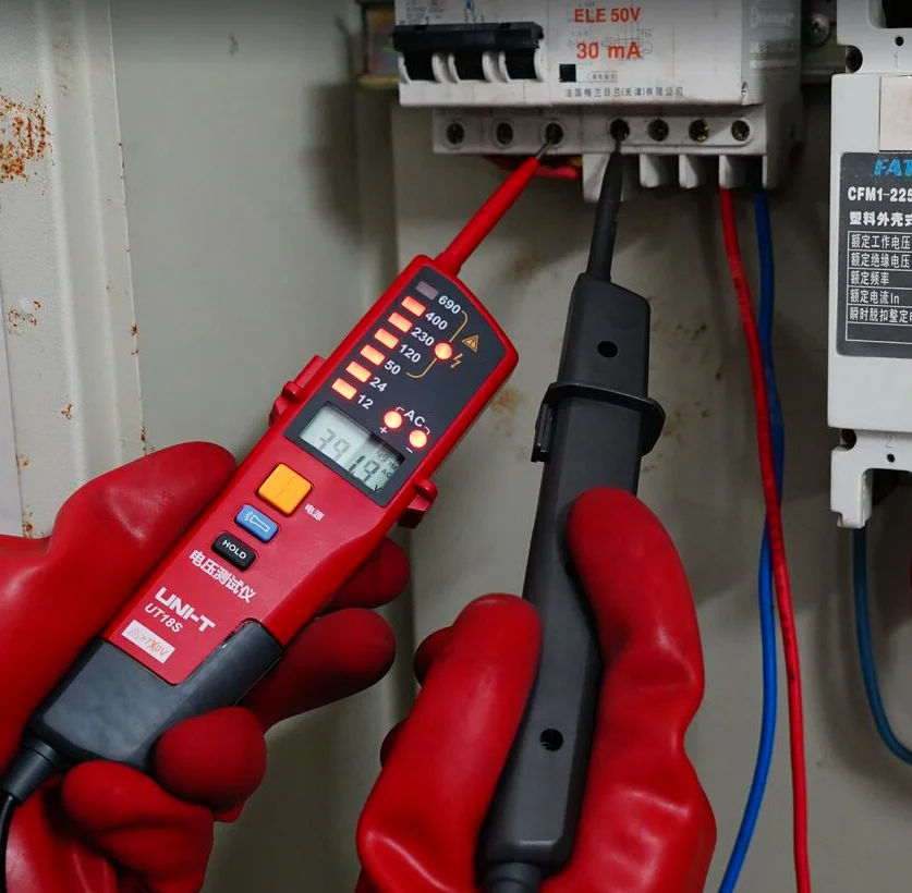 Imagem -03 - Uni-t Ut18s Testador de Tensão Sonda Volt Indicador Medidor Trifásico Sequência Continuidade Detector de Tensão Multímetro Digital