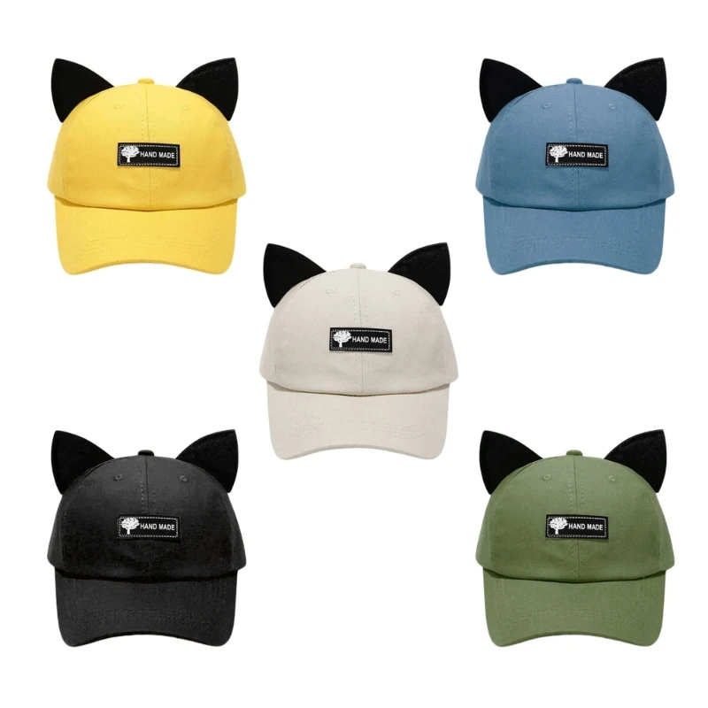 2025 New Toddler Novelty Glasses Baseball Cap with Cats Ear Decor and Curved Brims