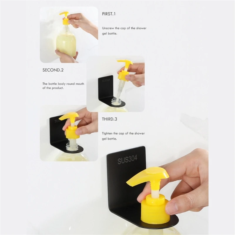 Móc Tường Không Khoan Dán Chân Đế Dầu Gội Xà Phòng Chất Lỏng Giá Đựng Chai Đứng Móc Sữa Tắm Chai Giá Móc