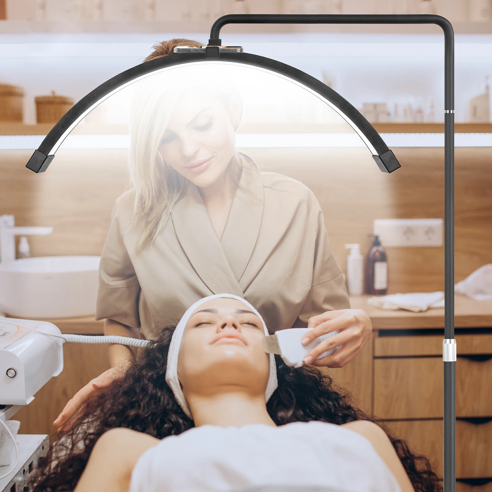 

Fosoto FT-Y9 28inch 45W Half-moon Shaped Fill Light Floor LED Light With Stand For Beauty Salons Makeup Eyelash Tattoo