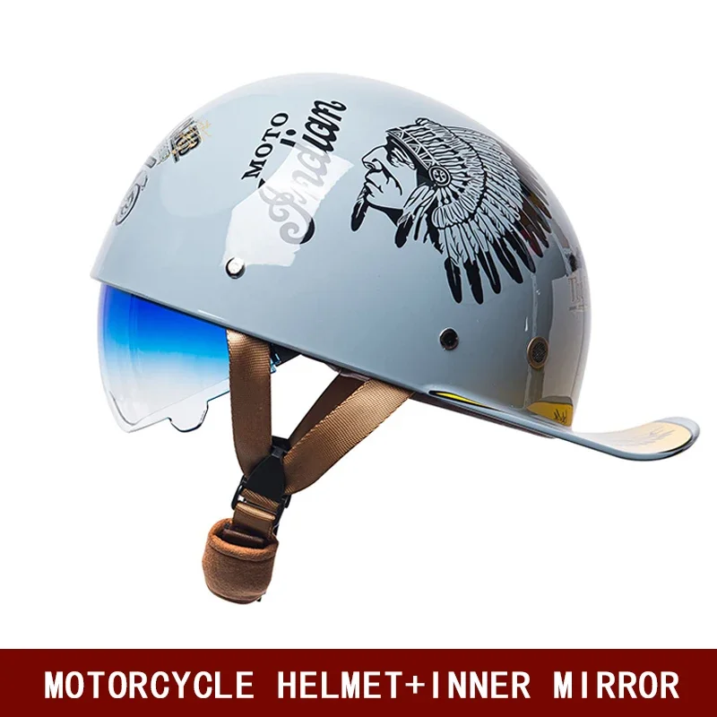 DOT certificated Retro Motorcycle Helmet, Male Pedal, Half Helmet, Electric Car Baseball Cap, Winter