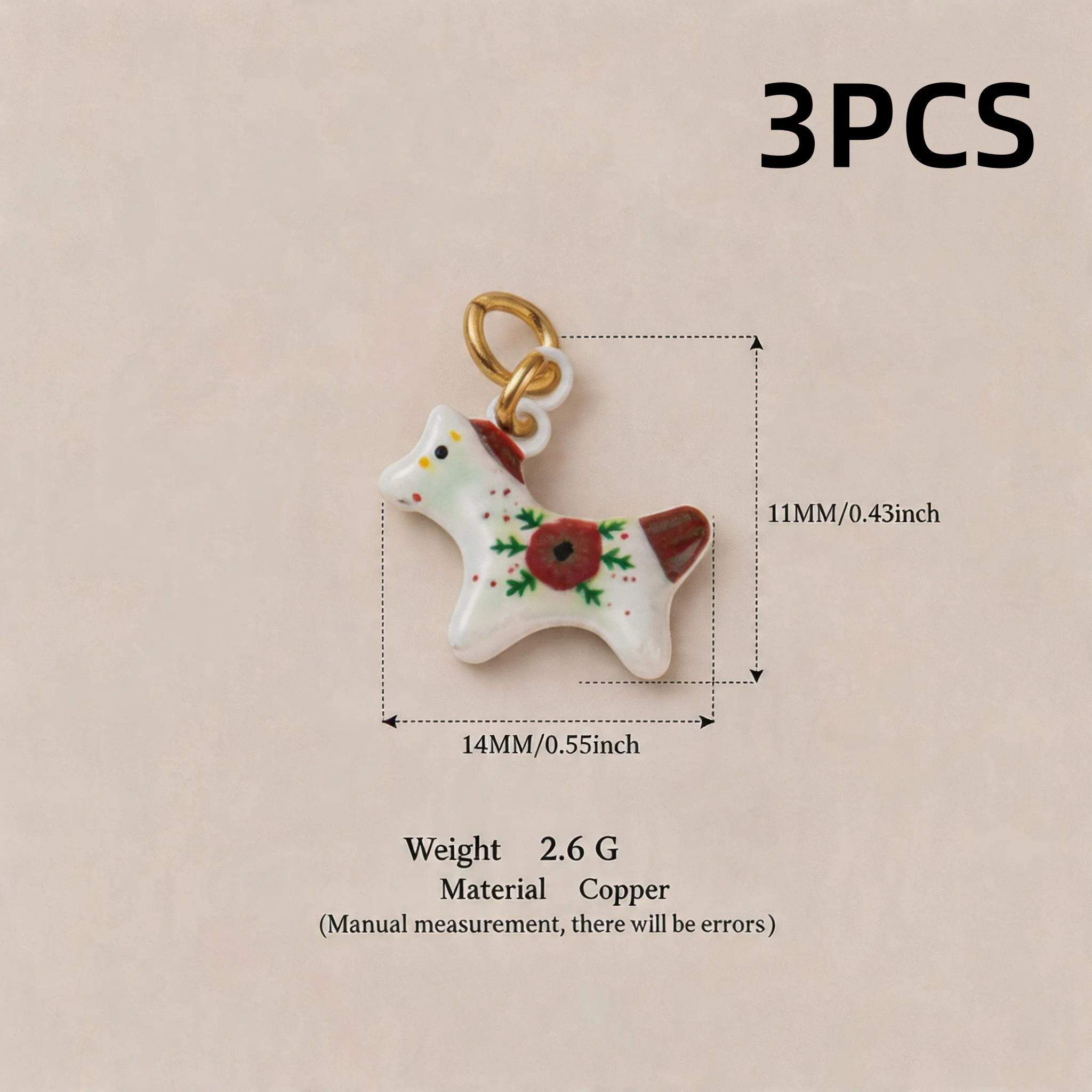 3 Stück Modische und Schlichte Neue Katzen-Doppel-Liebes-Schleifen-Pferde-DIY-Anhänger Charms für Schmuckherstellung – Detail 6