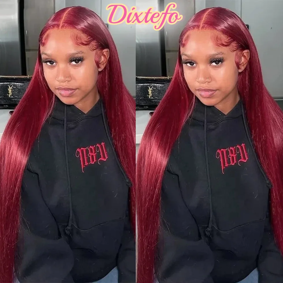 

30 38-дюймовый парик из натуральных волос 99J бордового цвета, прямой, с фронтальной шнуровкой 13x4 13x6 HD, плотность 220, с предварительно выщипанными волосами