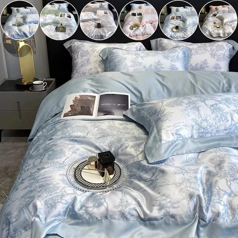 

Newest Floral Print Soft Silky Skin Bedding Queen King Comforter Cover Soft Duvet Cover Set Flat/Fitted Bed Sheet Pillowcases