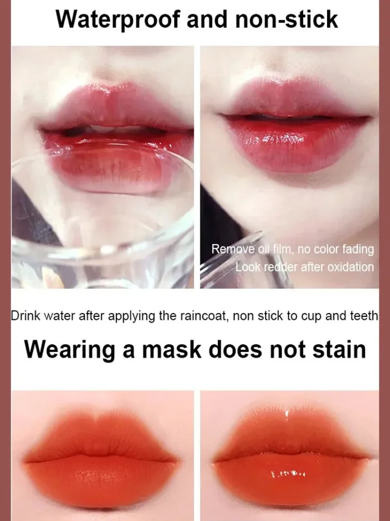 Punk lipstik cair coklat tua, kosmetik rias wajah minyak bibir Mineral transparan pelembab tahan lama