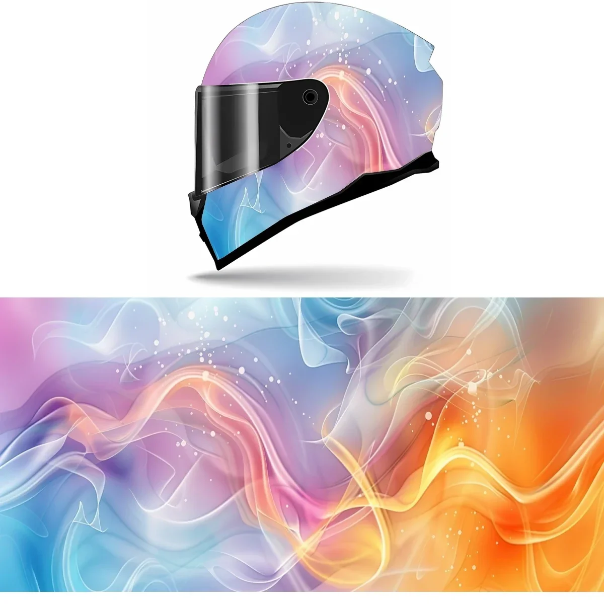 

Gradients Colorful Smoke Full Helmet Wrap Sticker Motorcycle Helmet Racing Graphic Decal Vinyl Wrap Helmet Decor Sticker