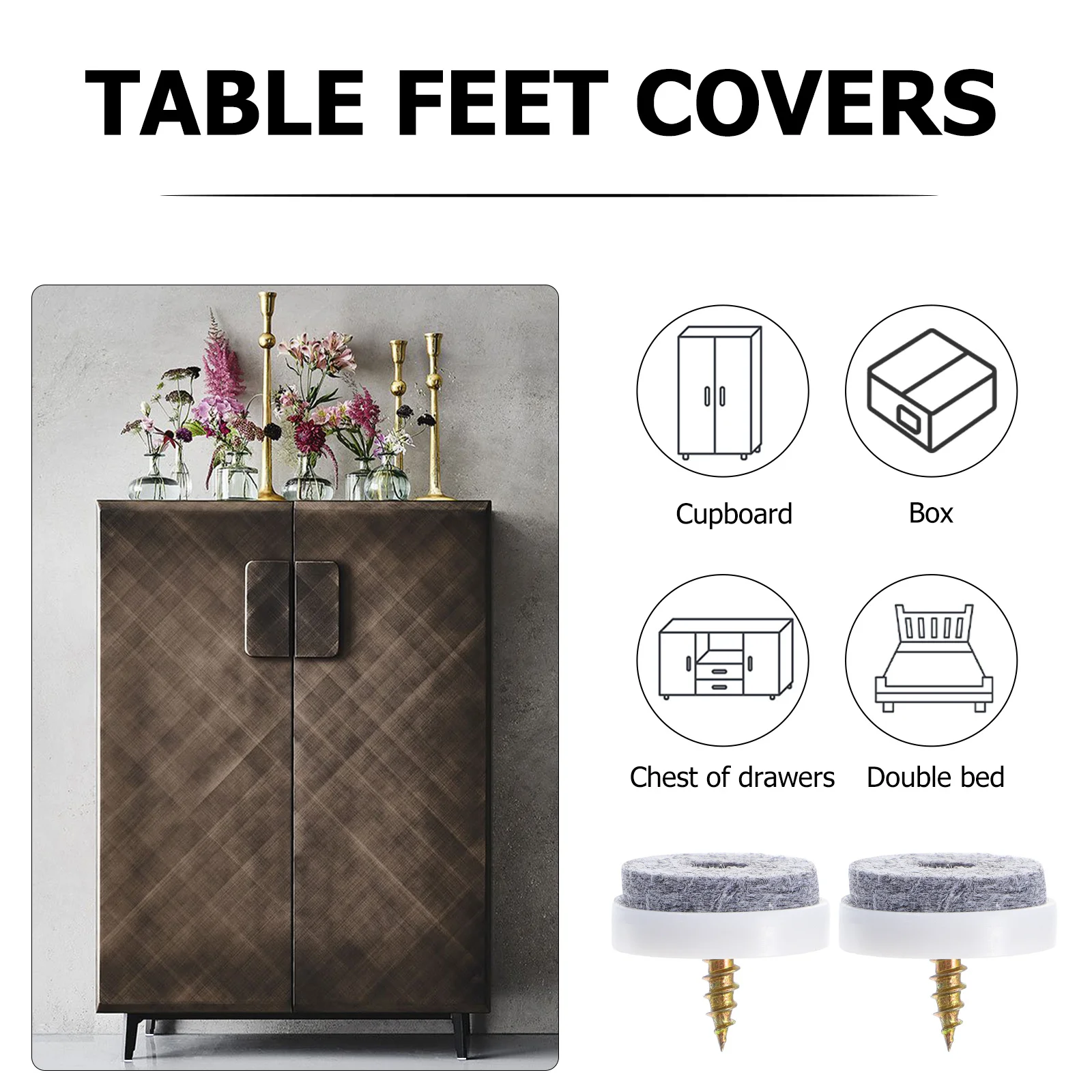 

50Pcs Anti-Slip Felt Table Feet Nails Round Chair Foot Pads for Furniture Protection Home Living Room Bedroom Desk Leg Covers