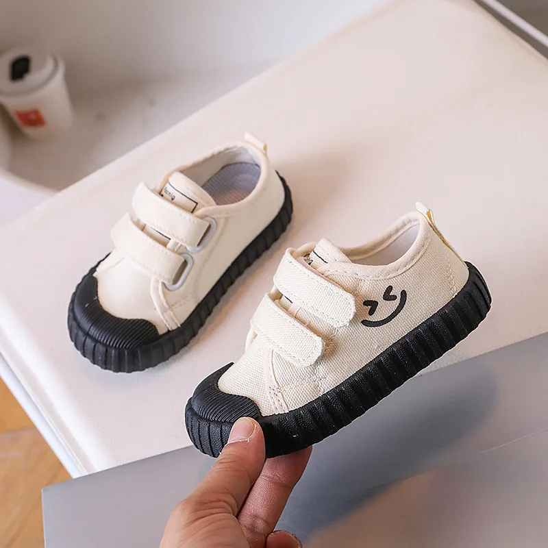 Spring Autumn Children Smiling Canvas Shoes Kids Candy-Colored Soft-Soled Student Shoes Boys Girls School Casual Shoes Everyday