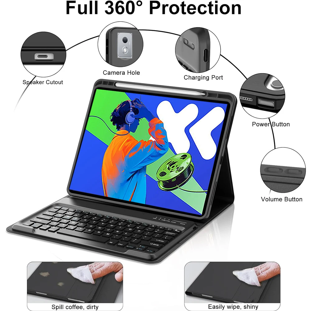 حافظة لجهاز Lenovo Xiaoxin Pad Pro مقاس 12.7 بوصة 2025، لوحة مفاتيح قابلة للفصل لجهاز Lenovo ldea Tab Pro 12.7 بوصة مع فتحة قلم TB373FU TB375FC #2