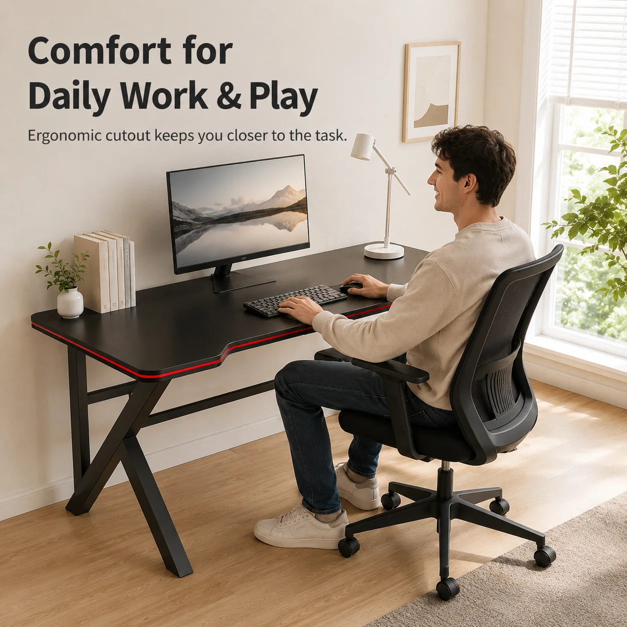 AOLIVIYA Gaming Table PC Computer Desk Office Study Mesa Ergonomic Modern Learning Apartment Bedroom Home Desktop