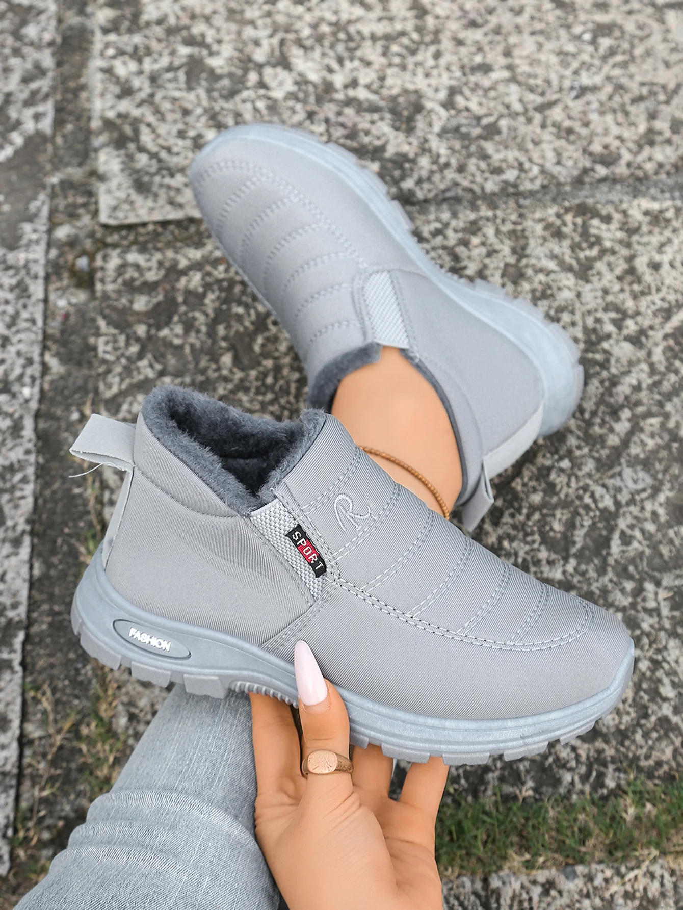 Paar-Schuhe, Freizeitschuhe für Damen und Herren, warm, mit Fleece gefüttert, verstärkt, rutschfest, leichte Schneestiefel mit kostenlosem Versand. – Detail 20