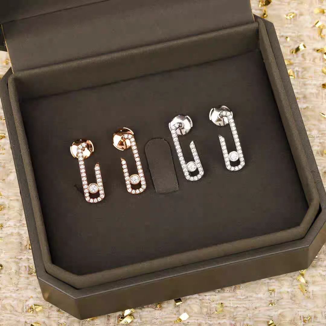 

925 sterling silver paperclip inlaid with zircon earrings for women's fashion jewelry gifts