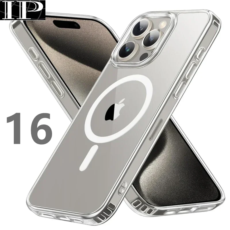 

Magnetic Clear Case for iPhone 16 15 14 13 11 12 Pro Max Plus Transparent Case Wireless Charging Cover Compatible With Magsafe