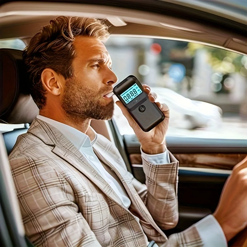1pc Portable High-Precision Alcohol Breathalyzer with LCD Display & 10-Free Mouthpieces Compatibility Logo Easy to Use