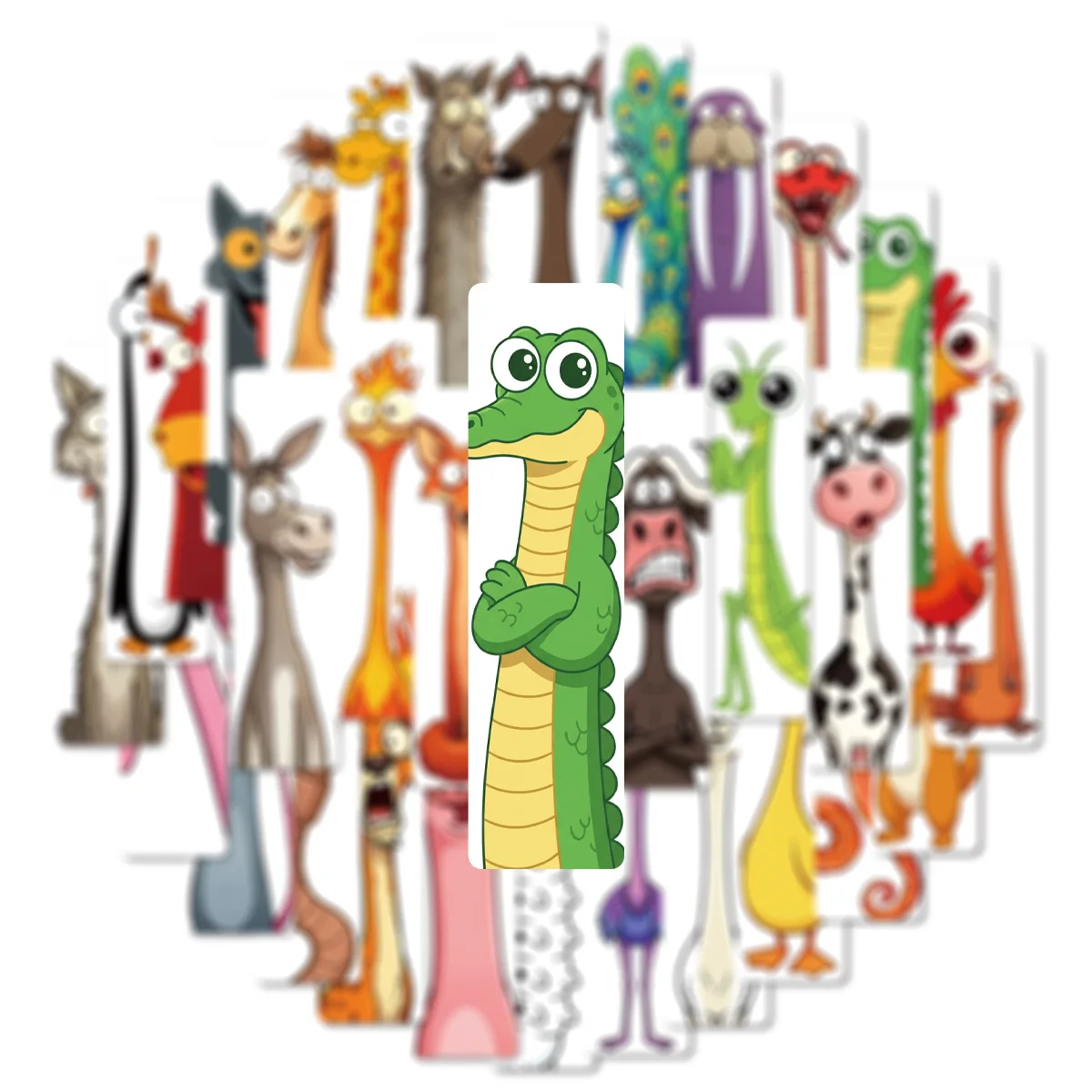  30PCS Colorful Funny Long Neck Animal Bookmarks Cute Cartoon Page Markers Aesthetic for Book Lovers Journal Gifts