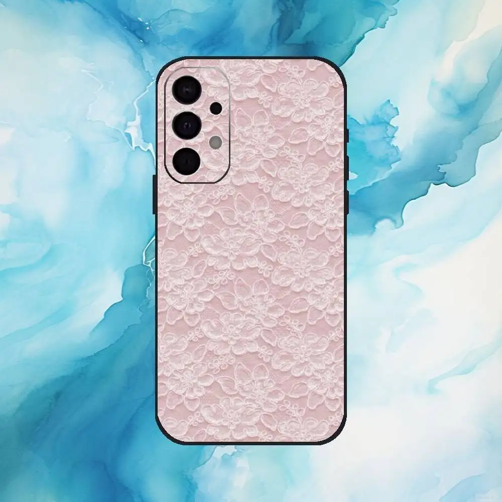 Nueva funda de teléfono con estampado de encaje negro para Samsung S25,S24,S21,S22,S23,S30,Ultra,S20,Plus,Fe,Lite,Note,10,9,5G cubierta negra