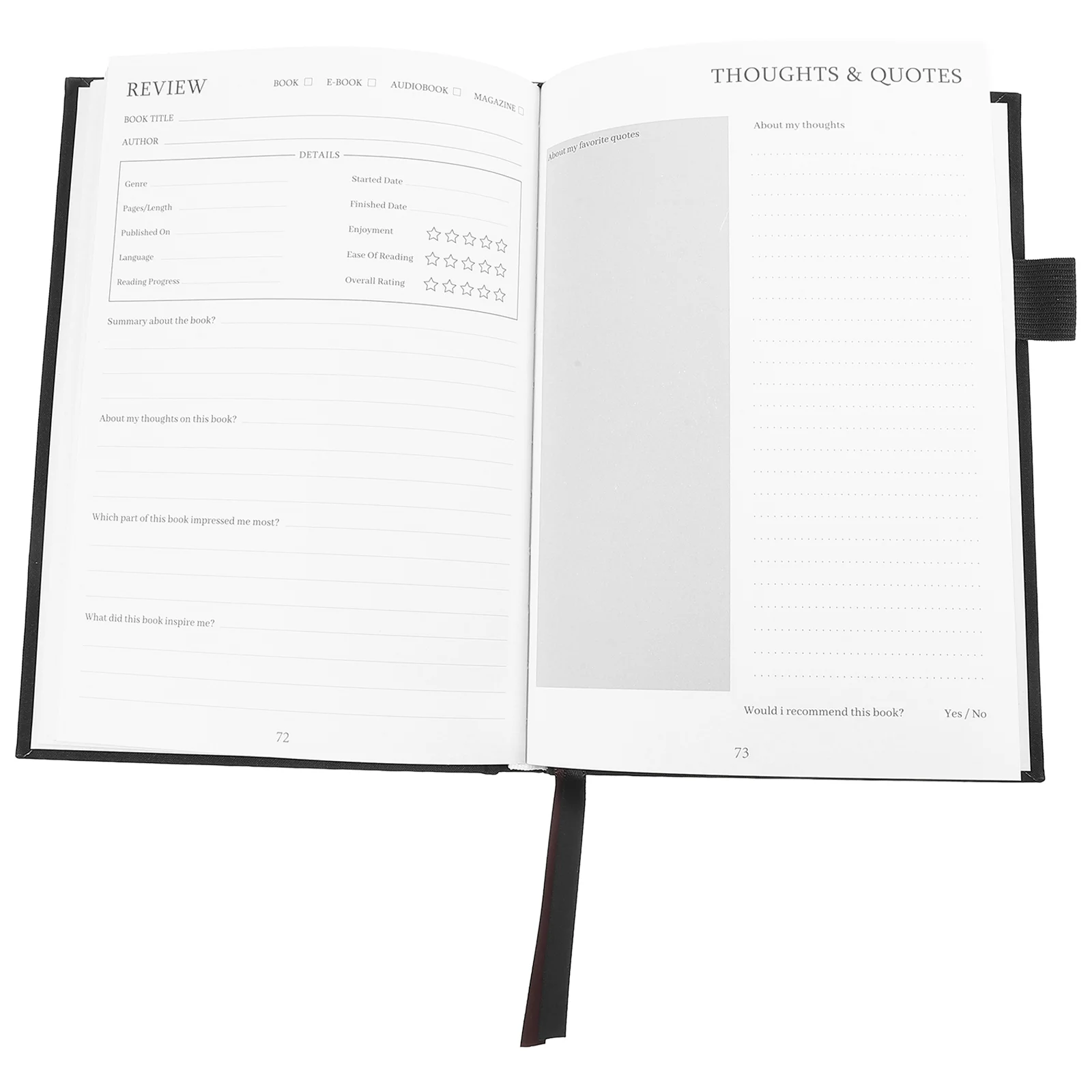 Reading Tracking Notebook Journal for Lovers Romance Accessories to Be Burn