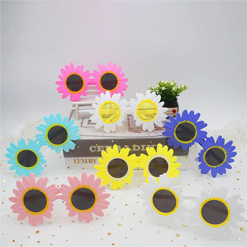 Sun Flower Daisy Sunglasses Funny Glasses Picnic Photograph Sunglasses Creative Decorative Summer Beach Birthday Party Glasses