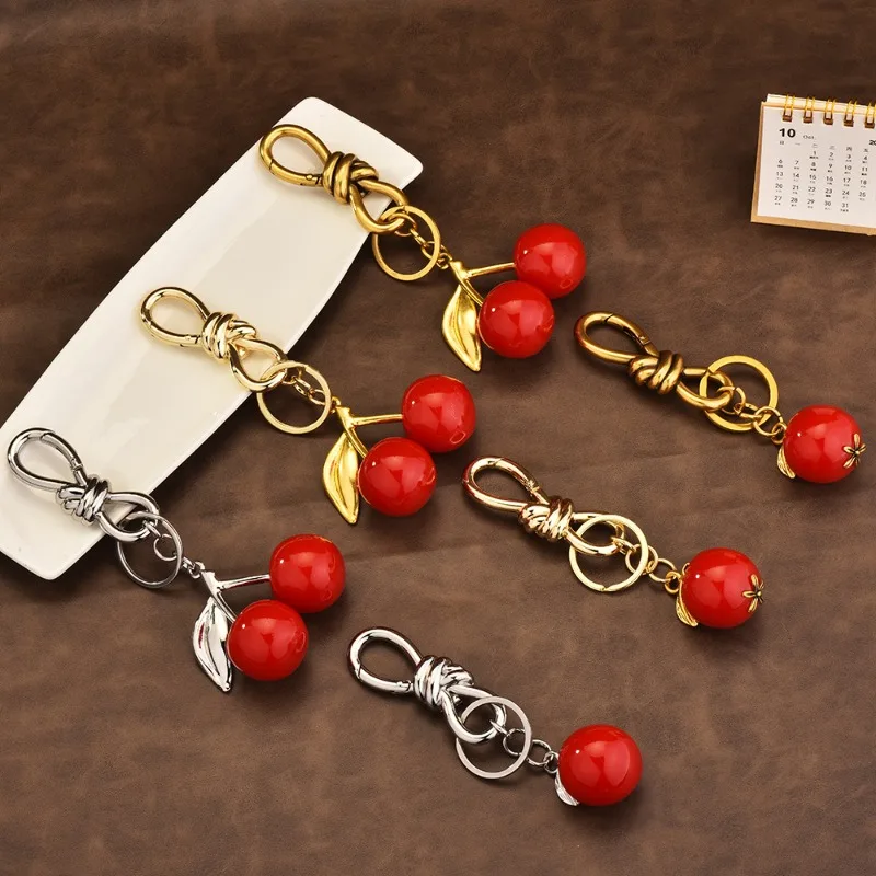 

Cherry Apple bag pendant, personalized handcrafted key ring, key accessory, bag pendant