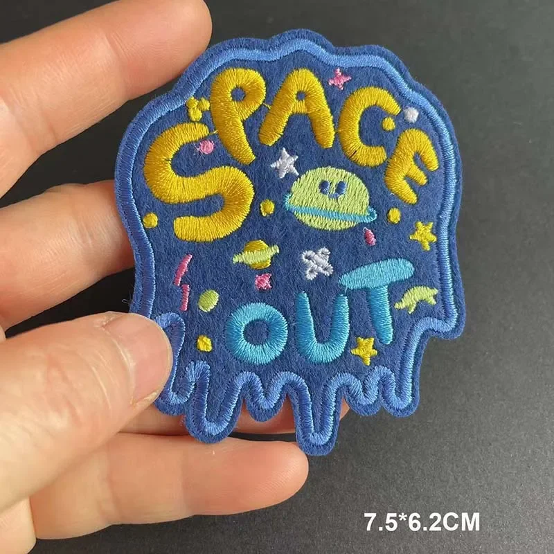 SPACE EXPLOitarian-Écusson en Tissu pour Vêtements pour Enfants, Applique Brodée, Thermocollants, Autocollants pour Vêtements, 6 Pièces