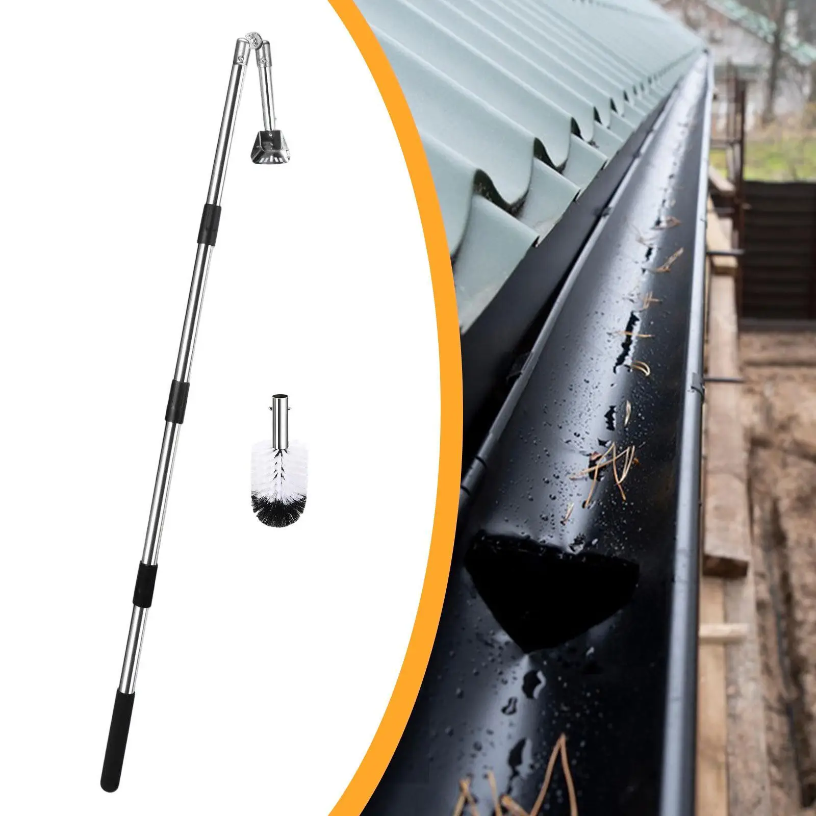 Gutter Cleaning Tools with Pole, Brush, Spoon Home Gutter Cleaner Adjustable Angle for Living Room Kitchen Bedroom Household