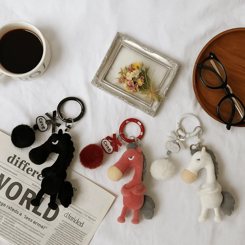 Elegant Jaar van het Paard Sleutelhanger Schattig Chinees Nieuwjaar Zodiac Hanger Dierlijke Mascotte Pony Bag Charm Decoratie