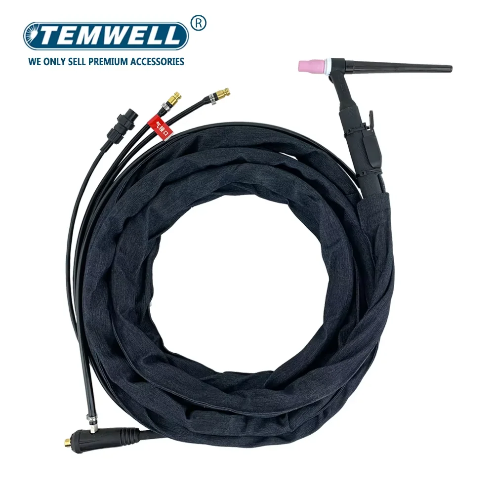 WP20 8M TIG Welding Torch Gas-Electric Integrated Rubber Red Hose  35-50 Quick Euro Connector