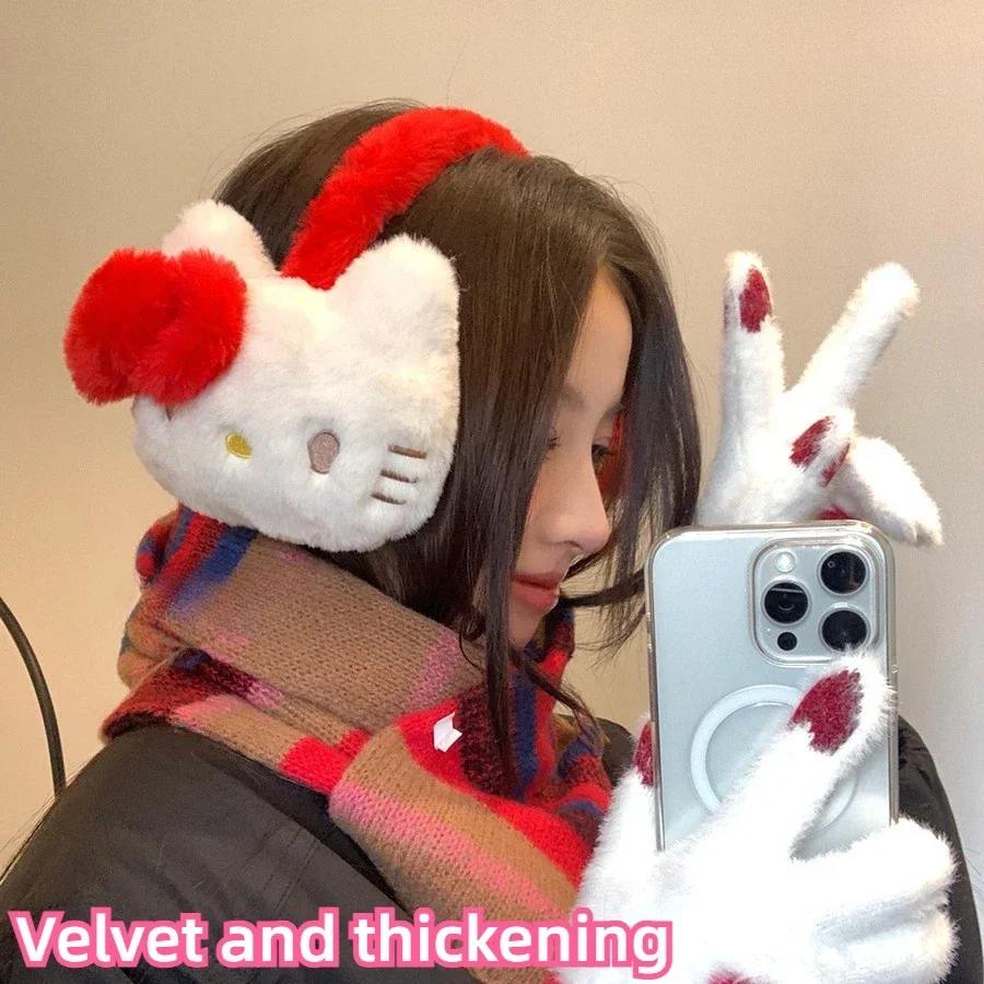 sanrio hello kitty ear muffs Kawaii ear protection cute girls anti-freeze and cold ear bag winter accessories Anime Peripherals