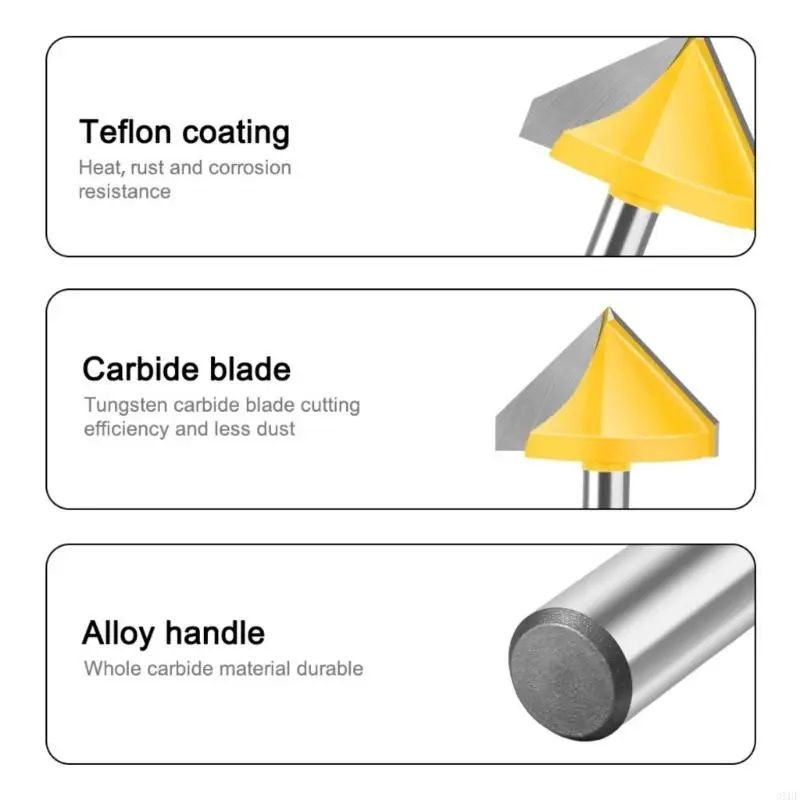 3xuf Shank V Flauta Fluta End Mill Router Bit para carpintería madera detallada