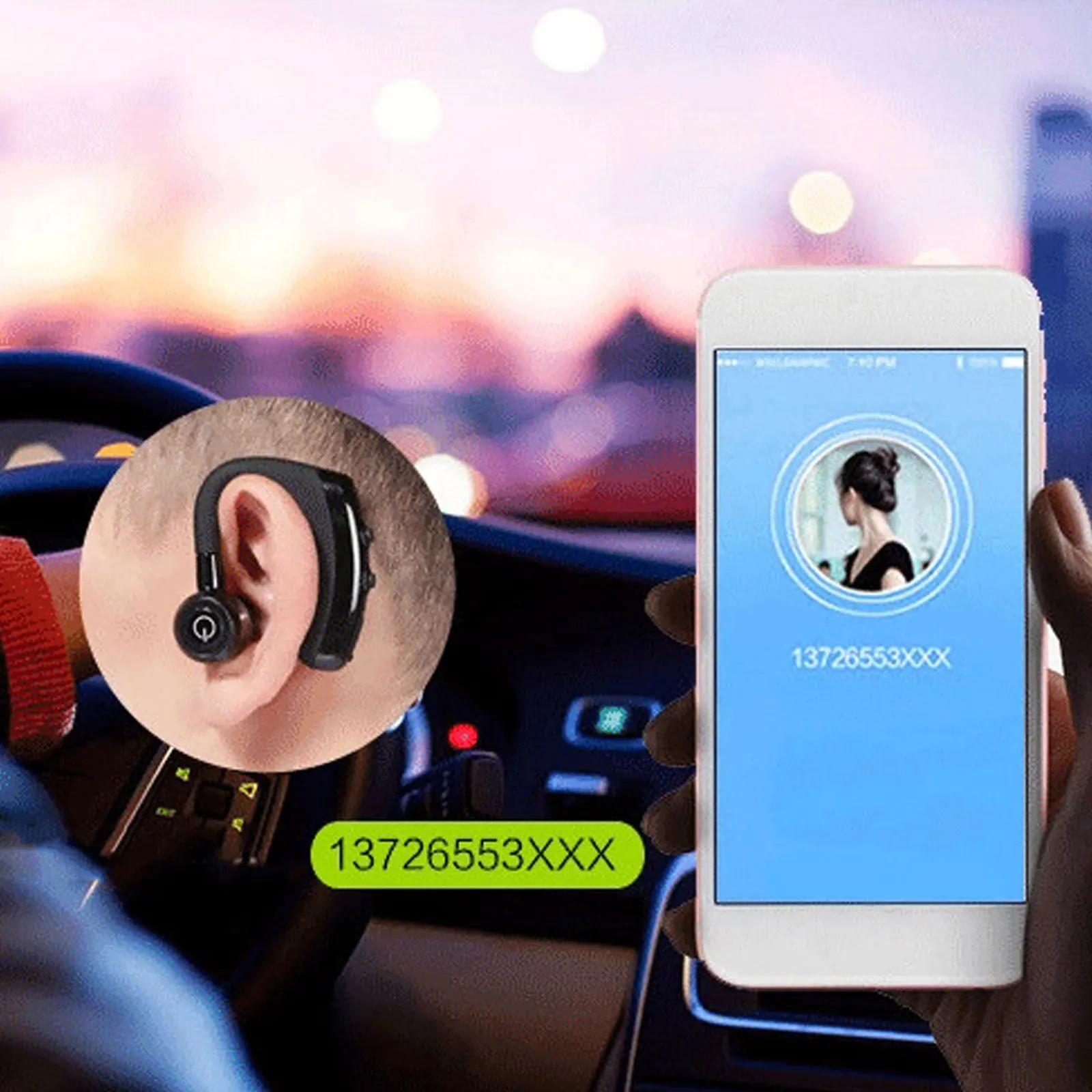 

Wireless Earphones Black Handsfree Stereo Noise Canceling in Ear Headphones Compatible with Multi Devices