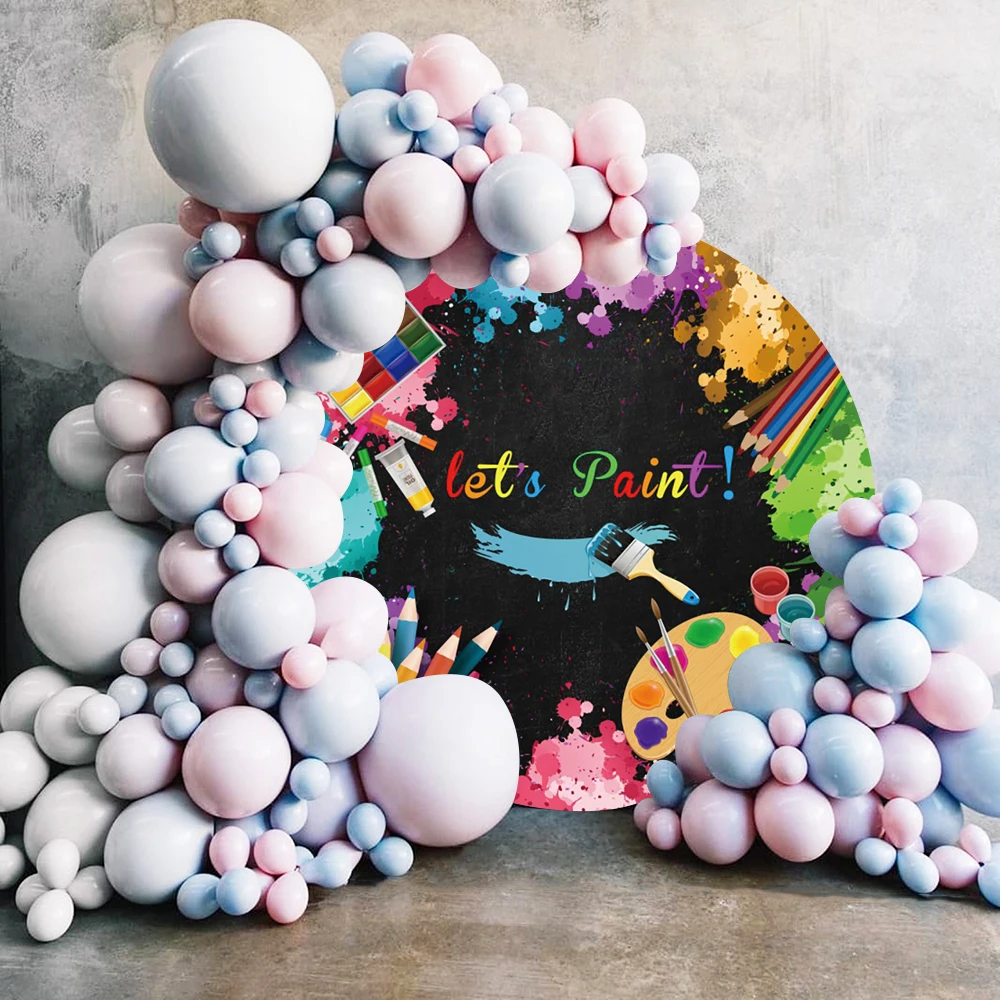 Laeacco Let 'S Paint Party ฉากหลังสีน้ำ Graffiti Splatter สีเด็กวันเกิดภาพที่กำหนดเองการถ่ายภาพพื้นหลัง