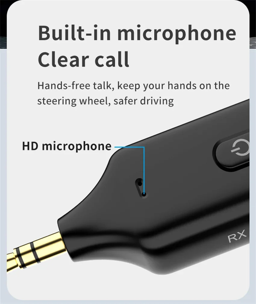 2 in 1 Wireless Bluetooth 5.0 ตัวรับสัญญาณอะแดปเตอร์แจ็ค 3.5 มม.สําหรับเครื่องเสียงรถยนต์ Aux A2dp หูฟัง Reciever แฮนด์ฟรี