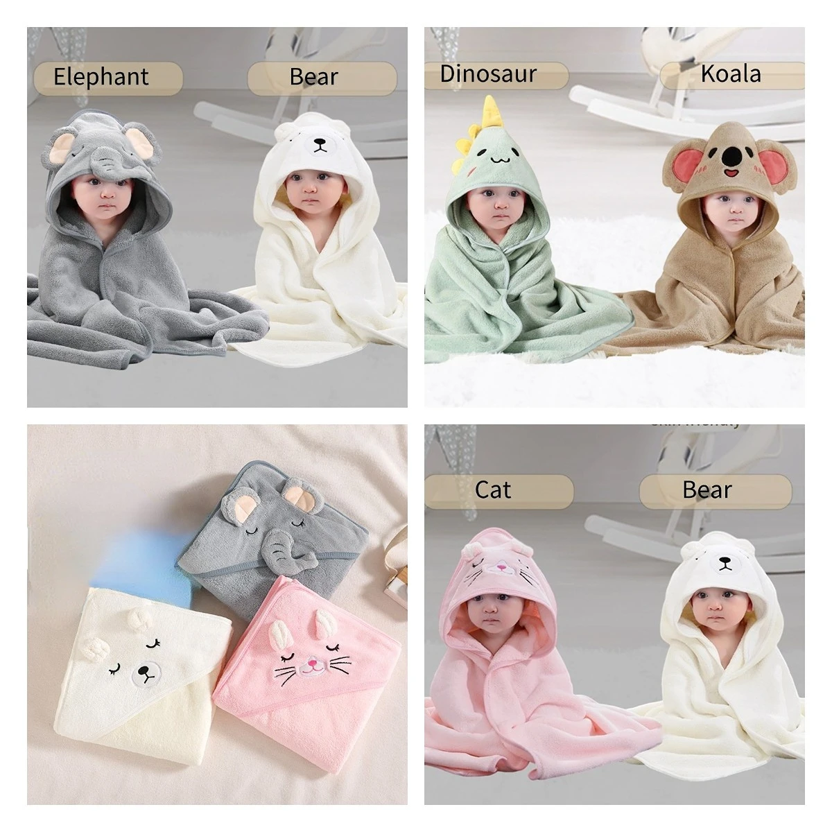 2pcs children\'s bathrobe cartoon design baby bath towel comfortable and soft super absorbent children\'s gift Beach Towel 80*80cm