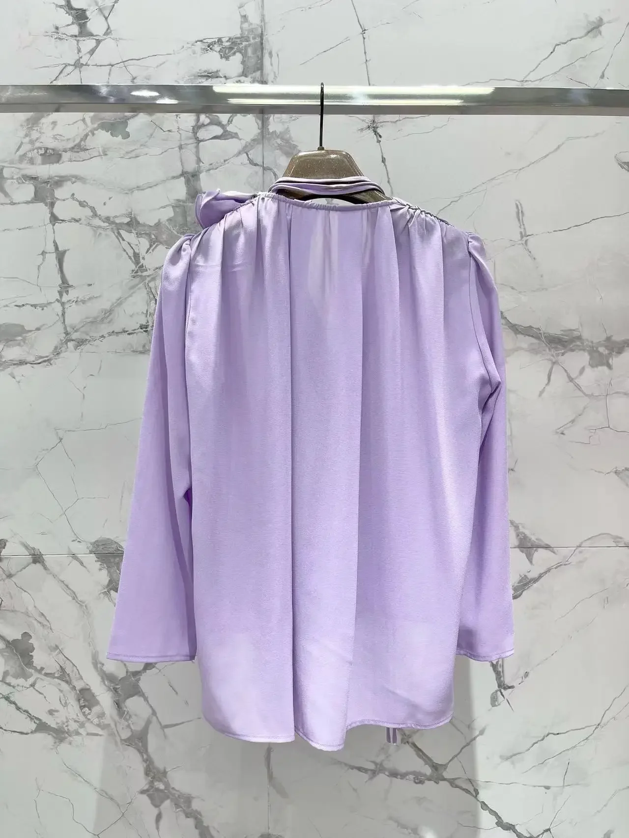 Lavender Rose Sexy Tie Flower Long Sleeve Lace-up New High Quality 2023 Women Blouse