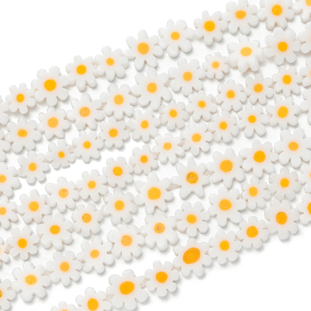 1 سلسلة/مجموعة DIY الزجاج ديزي الخرز 4-9 مللي متر زهرة فاصل فضفاض الخرز لصياغة أساور أقراط القلائد صنع المجوهرات #1