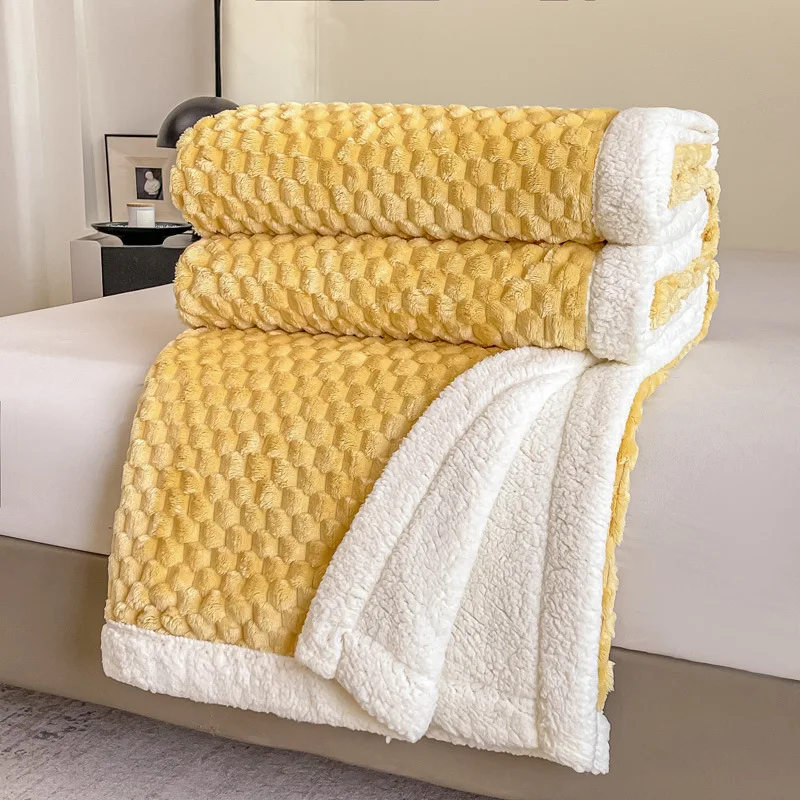 

Thickened turtle wool lamb fleece blanket flannel coral fleece nap blanket office cover single solid color blanket