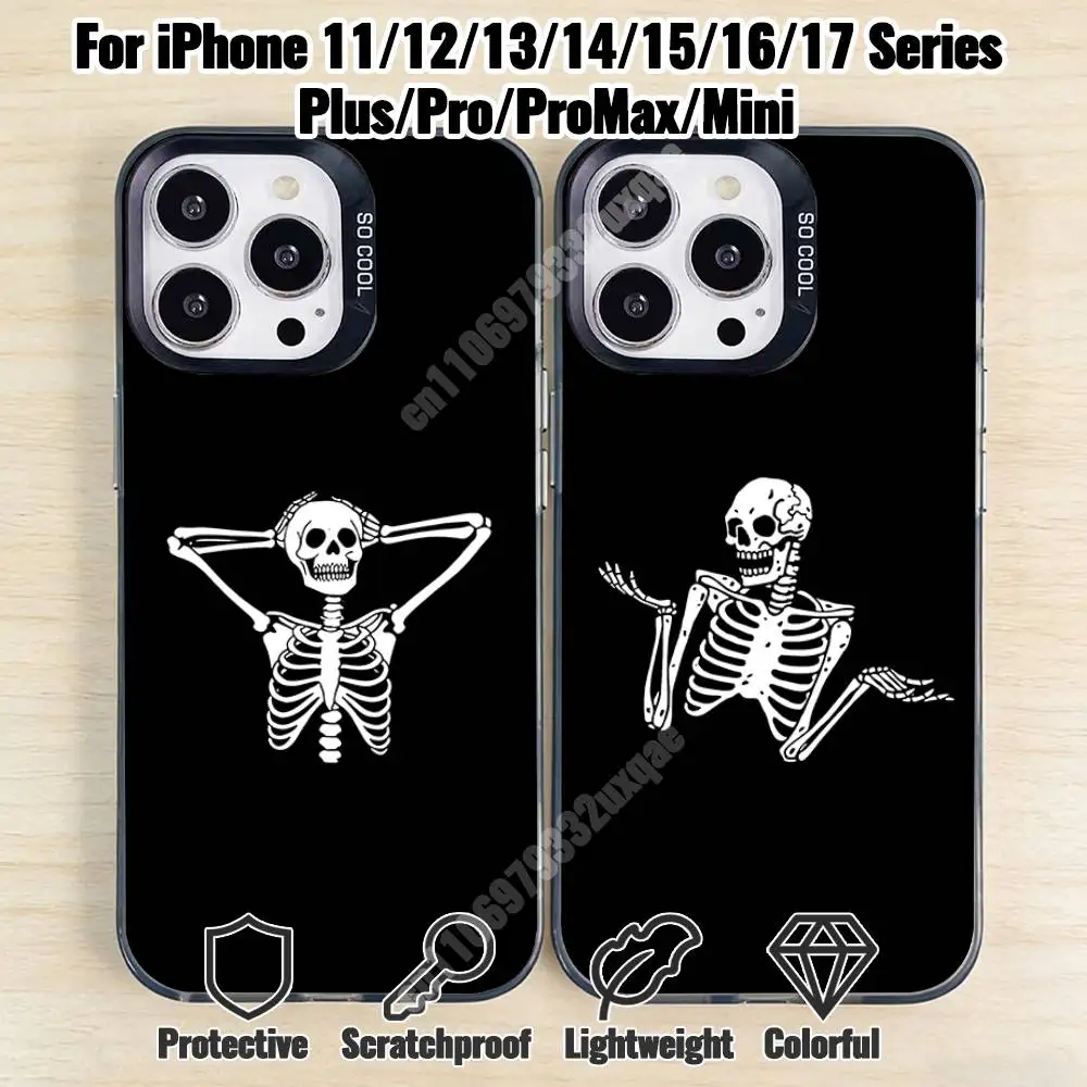 

Funny Skeleton Daily Life Phone Case for iPhone 17 16 15 Max Mini 14 13 Pro Plus 12 11 X XS Air IMD Cover