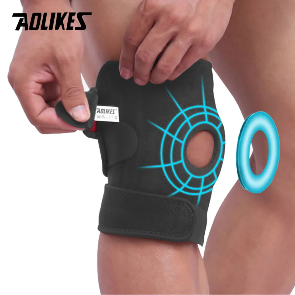 AOLIKES 1PC Adjustable Compression Knee Brace, Knee Support for Injury Recovery, Running, Workout Knee Support for Men and Women