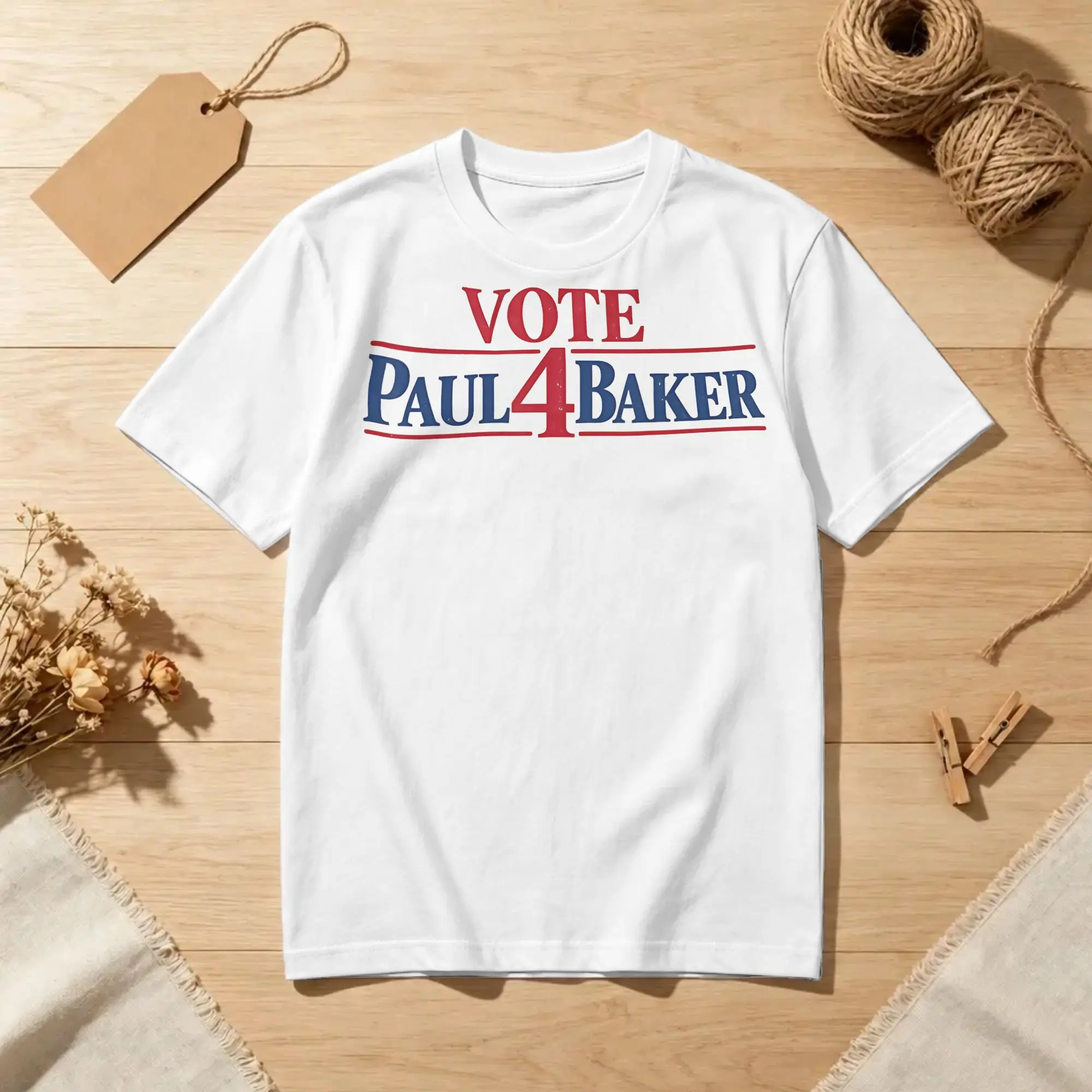 Vote Paul for Baker Funny Campaign Graphic T Shirt Men 100%Cotton Top Tee Priting  Round Neck Short Sleeve