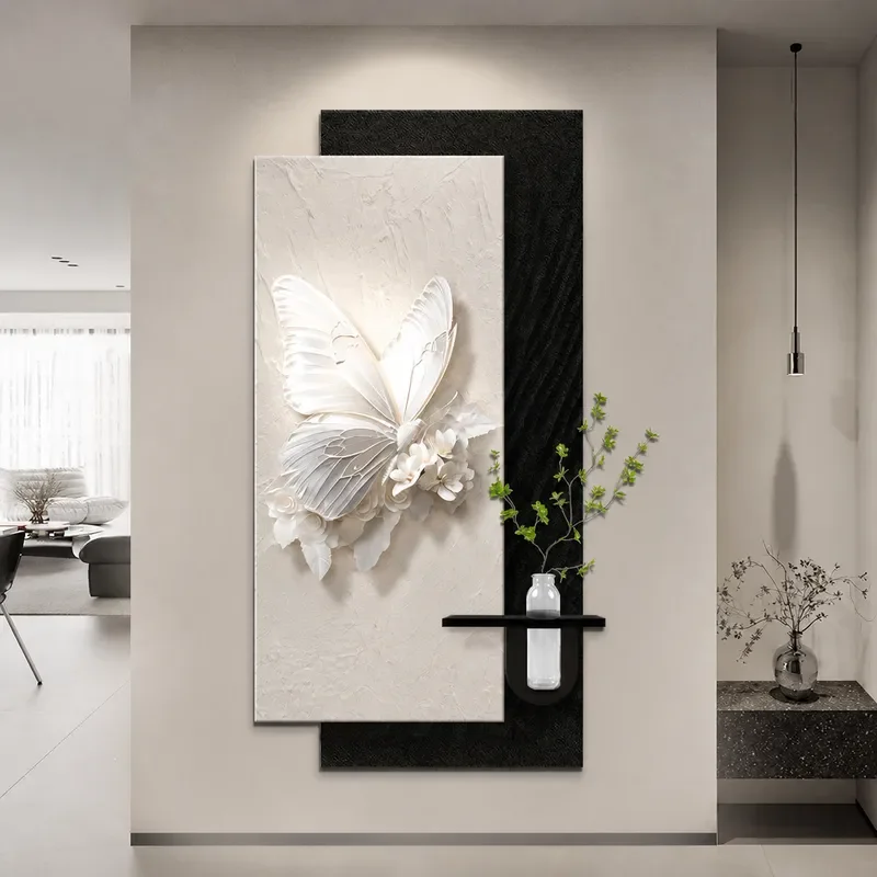 2026 New Butterfly Entrance Decorative Painting Hanging Art for Corridor Wall High-end Light Luxury Home Decor Opposite Door