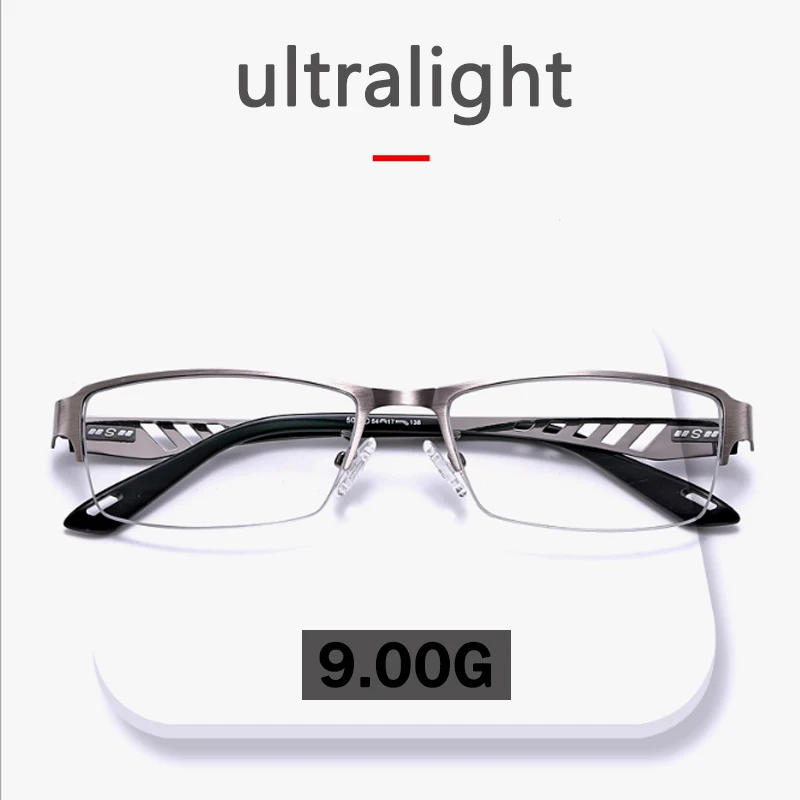 Automatisch Anpassende Photochrome Multifokale Lesebrille für Herren Progressive Anti-Blaulicht Geschäftsbrille Halbrahmen +4.0 – Detail 5